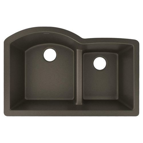 Main product image of Quartz Luxe 33" x 22" x 10" Offset 60/40 Double Bowl Undermount Sink w/ Aqua Divide Chestnut