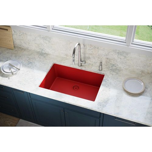Main product image of Quartz Luxe 33" x 18-7/16" x 9-7/16" Single Bowl Undermount Sink Maraschino