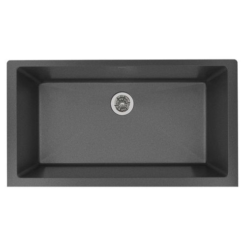 Main product image of Quartz Luxe 35-7/8" x 19" x 9" Single Bowl Undermount Kitchen Sink w/ Perfect Drain Charcoal