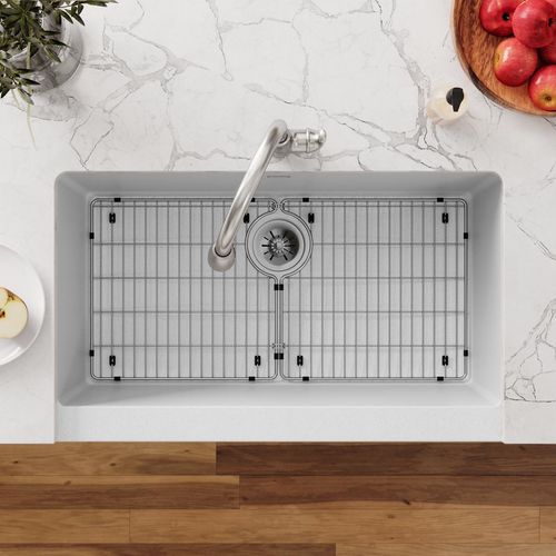 Main product image of Quartz Luxe 35-7/8" x 20-15/16" x 9" Single Bowl Farmhouse Sink w/ Perfect Drain Ricotta