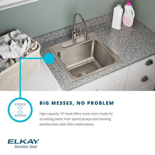 Main product image of Elkay Celebrity Stainless Steel 20" x 20" x 10-1/8", 0-Hole Single Bowl Drop-in Laundry Sink