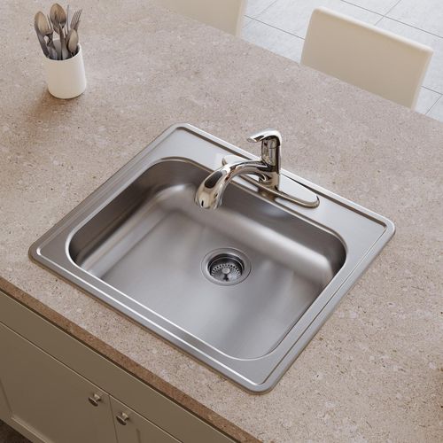 Main product image of Dayton Stainless Steel 25" x 21-1/4" x 5-3/8" 3-Hole Single Bowl Drop-in Sink