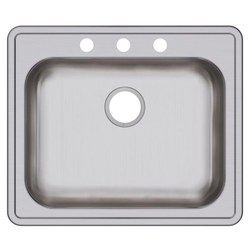 Main product image of Dayton Stainless Steel 25" x 21-1/4" x 5-3/8" 3-Hole Single Bowl Drop-in Sink