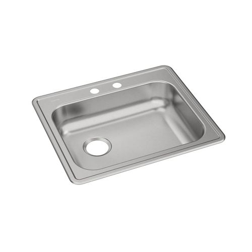 Main product image of Dayton Stainless Steel 25" x 21-1/4" x 5-3/8" 2-Hole Single Bowl Drop-in Sink w/ Left Drain