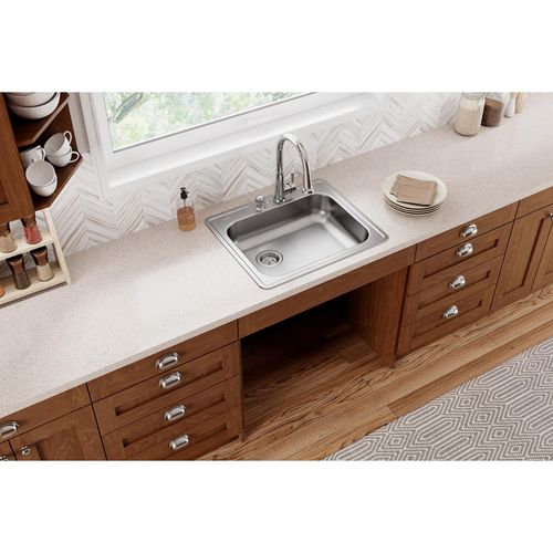 Main product image of Dayton Stainless Steel 25" x 21-1/4" x 5-3/8" 2-Hole Single Bowl Drop-in Sink w/ Left Drain