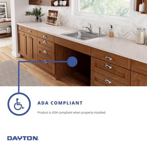 Main product image of Dayton Stainless Steel 25" x 21-1/4" x 5-3/8" 2-Hole Single Bowl Drop-in Sink w/ Left Drain
