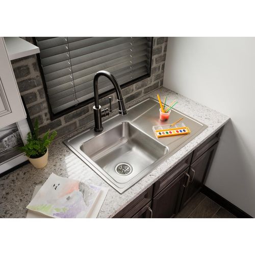 Main product image of Lustertone Classic Stainless Steel 33" x 22" x 7-5/8" Single Bowl Drop-in Sink w/ Drainboard