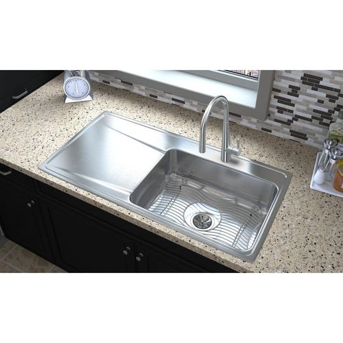 Main product image of Lustertone Classic Stainless Steel 43" x 22" x 7-5/8" Single Bowl Drop-in Sink w/ Drainboard