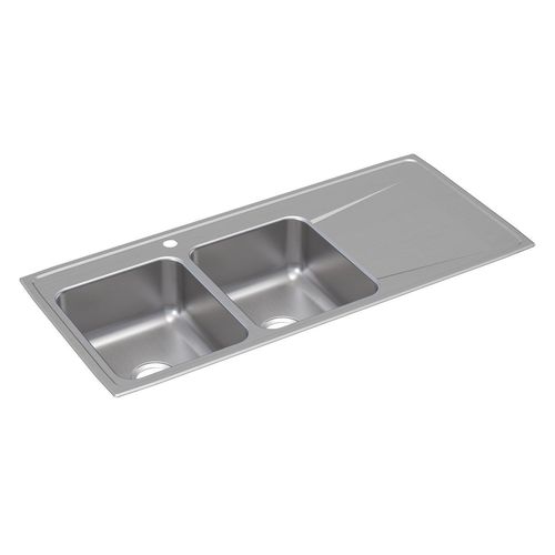 Main product image of Lustertone Classic Stainless Steel 48" x 22" x 7-5/8" Equal Double Bowl Drop-in Sink w/ Drainboard
