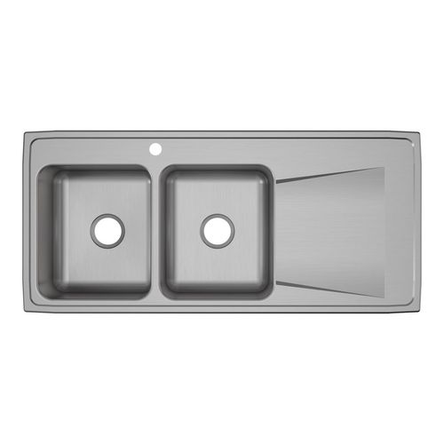 Main product image of Lustertone Classic Stainless Steel 48" x 22" x 7-5/8" Equal Double Bowl Drop-in Sink w/ Drainboard