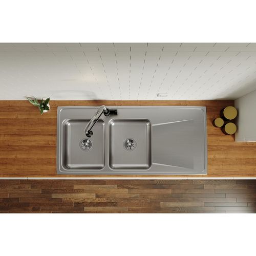 Main product image of Lustertone Classic Stainless Steel 48" x 22" x 7-5/8" Equal Double Bowl Drop-in Sink w/ Drainboard