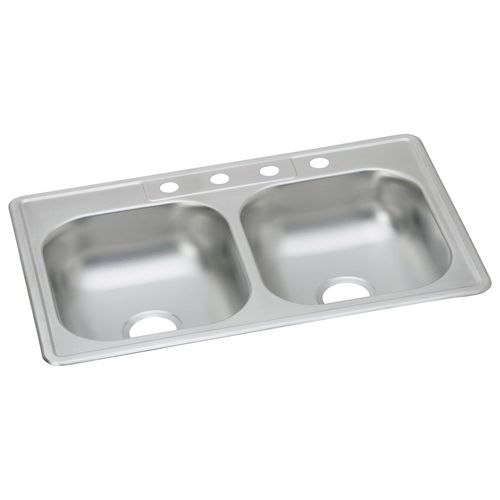 Main product image of Dayton Stainless Steel 33" x 22" x 6-1/16" 1-Hole Equal Double Bowl Drop-in Sink