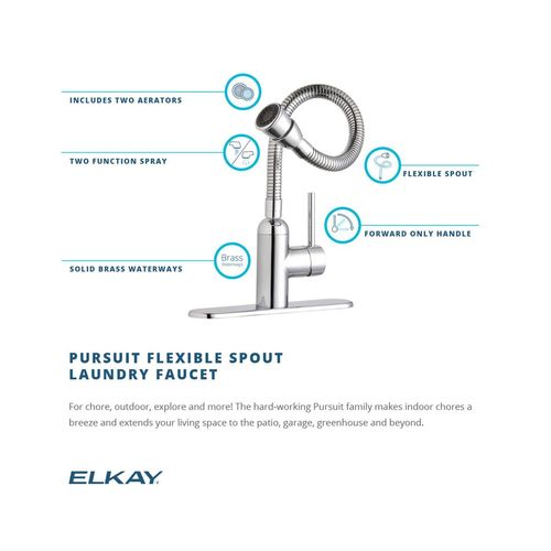 Main product image of Pursuit Laundry/Utility Faucet w/ Flexible Spout Forward Only Lever Handle (Lustrous Steel), LK2500LS