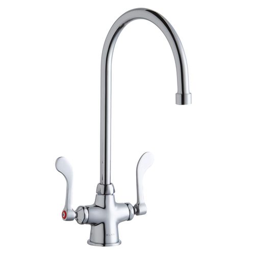 Main product image of Single Hole w/ Concealed Deck Faucet w/ 8" Gooseneck Spout 4" Wristblade Handles (Chrome), LK500GN08T4