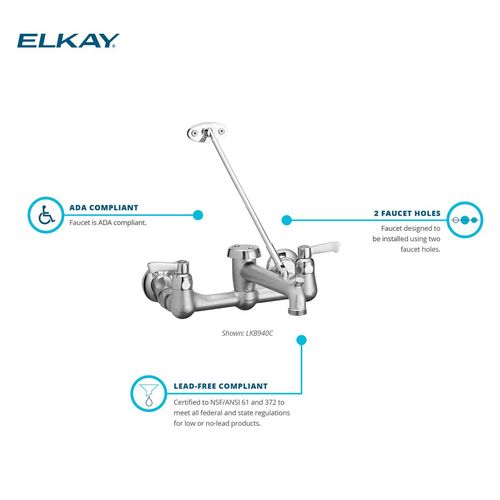 Main product image of Commercial Service/Utility Wall Mount Faucet w/ Bucket Hook Rough (Chrome), LKB940C