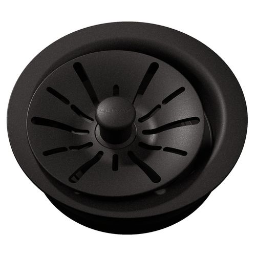 Main product image of Quartz Perfect Drain 3-1/2" Polymer Disposer Flange w/ Removable Basket Strainer and Rubber Stopper (Black)
