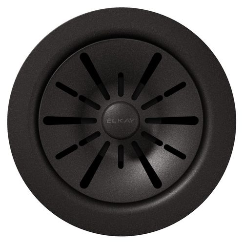 Main product image of Quartz Perfect Drain 3-1/2" Polymer Disposer Flange w/ Removable Basket Strainer and Rubber Stopper (Black)