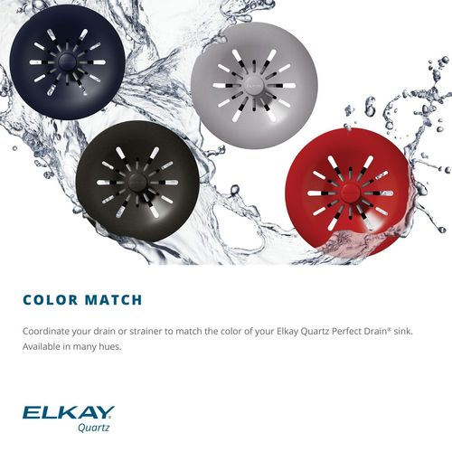 Main product image of Quartz Perfect Drain 3-1/2" Polymer Disposer Flange w/ Removable Basket Strainer and Rubber Stopper (Black)