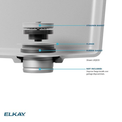 Main product image of Polymer 3-1/2" Disposer Flange w/ Removable Basket Strainer and Rubber Stopper Parchment