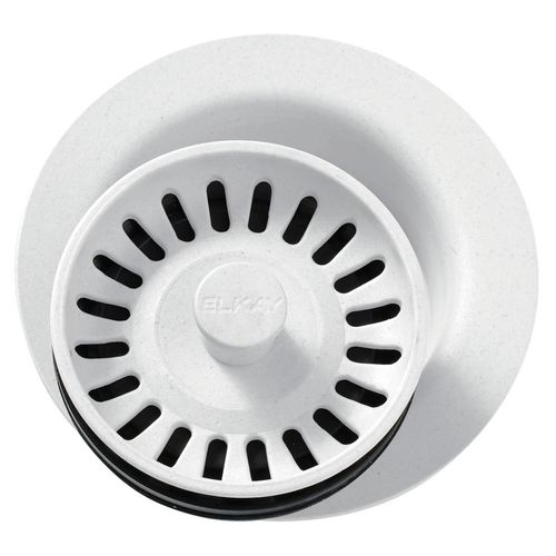 Main product image of Polymer 3-1/2" Disposer Flange w/ Removable Basket Strainer and Rubber Stopper (White)