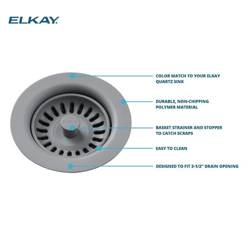 Main product image of Polymer Drain Fitting w/ Removable Basket Strainer and Rubber Stopper Caviar