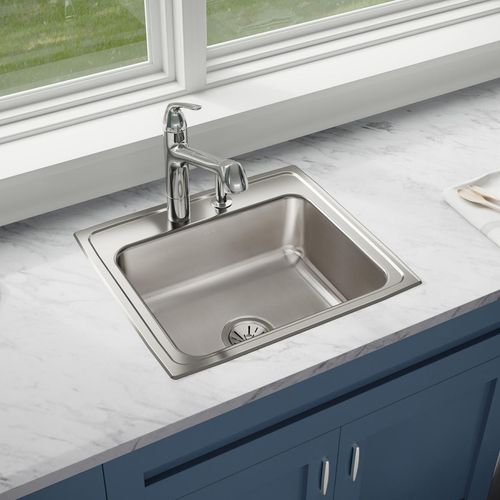 Main product image of Lustertone Classic Stainless Steel 22" x 19-1/2" x 7-5/8" 3-Hole Single Bowl Drop-in Sink