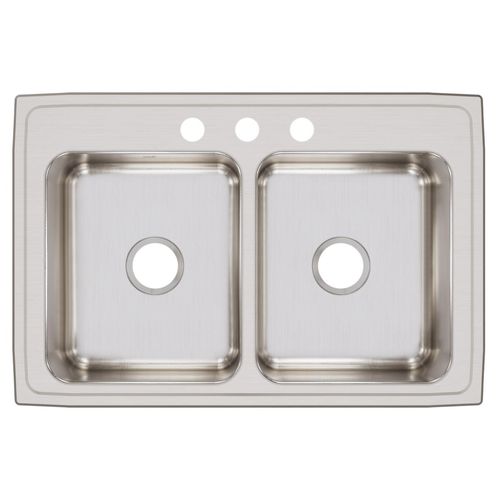 Main product image of Lustertone Classic Stainless Steel 33" x 22" x 8-1/8" 3-Hole Equal Double Bowl Drop-in Sink