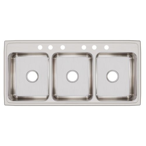 Main product image of Lustertone Classic Stainless Steel 46" x 22" x 7-5/8" 6-Hole Triple Bowl Drop-in Sink