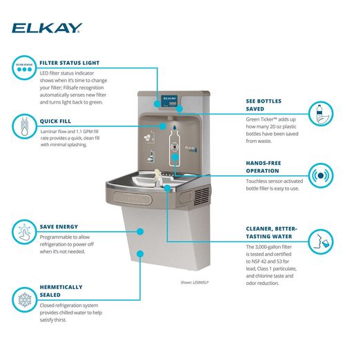 Main product image of Enhanced EZH2O Bottle Filling Station & Single ADA Cooler Filtered Refrigerated (Light Gray)