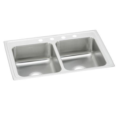 Main product image of Celebrity Stainless Steel 33" x 19-1/2" x 7-1/8" 4-Hole Equal Double Bowl Drop-in Sink