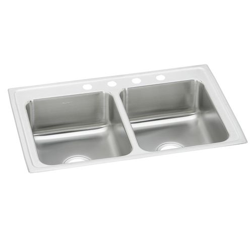 Main product image of Celebrity Stainless Steel 43" x 22" x 7-1/8" 4-Hole Equal Double Bowl Drop-in Sink