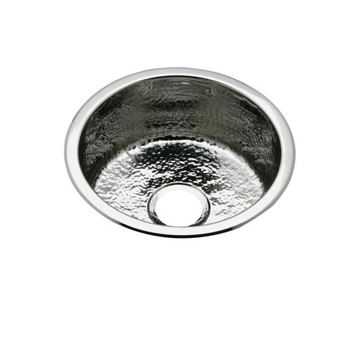 Main product image of Stainless Steel 16-3/8" x 16-3/8" x 7" Single Bowl Dual Mount Bar Sink Hammered Mirror