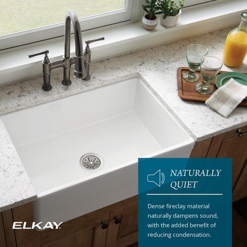 Main product image of Fireclay 33" x 18-13/16" x 9-5/8" Single Bowl Farmhouse Workstation Sink Kit (White)