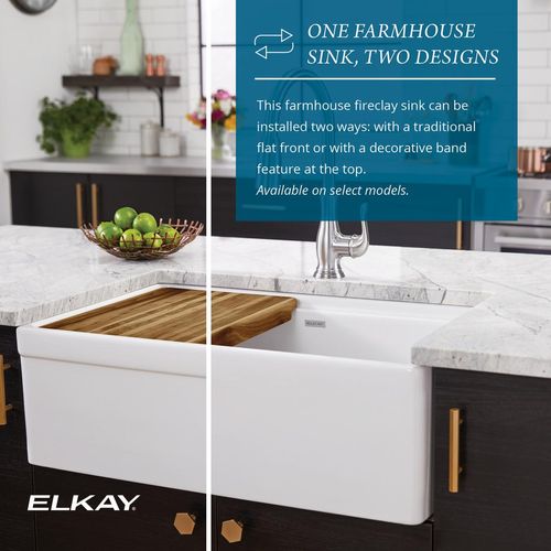 Main product image of Fireclay 33" x 18-13/16" x 9-5/8" Single Bowl Farmhouse Workstation Sink Kit (White)