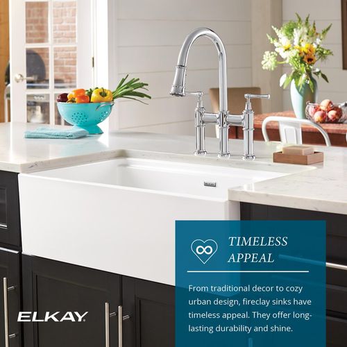Main product image of Fireclay 33" x 18-13/16" x 9-5/8" Single Bowl Farmhouse Workstation Sink Kit (White)