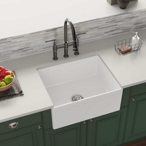 Main product image of Fireclay 24-7/16" x 19-11/16" x 9-1/8" Single Bowl Farmhouse Sink (White)