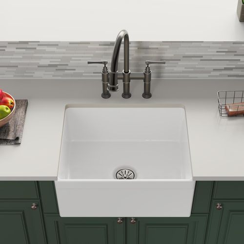 Main product image of Fireclay 24-7/16" x 19-11/16" x 9-1/8" Single Bowl Farmhouse Sink (White)