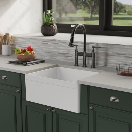 Main product image of Fireclay 24-7/16" x 19-11/16" x 9-1/8" Single Bowl Farmhouse Sink (White)