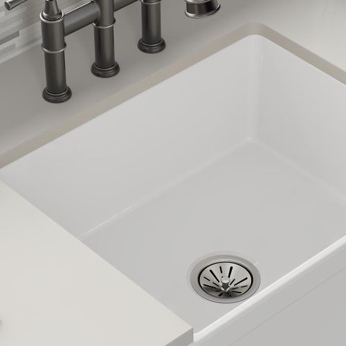 Main product image of Fireclay 24-7/16" x 19-11/16" x 9-1/8" Single Bowl Farmhouse Sink (White)
