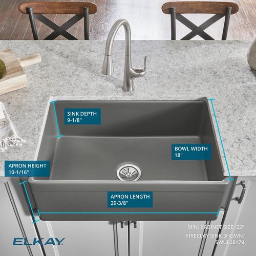 Main product image of Fireclay 30" x 19-15/16" x 9-1/8" Single Bowl Farmhouse Sink (White)