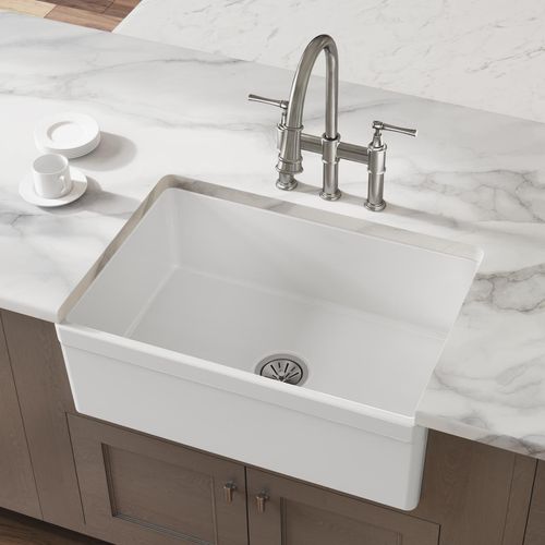 Main product image of Fireclay 30" x 19-15/16" x 9-1/8" Single Bowl Farmhouse Sink (White)
