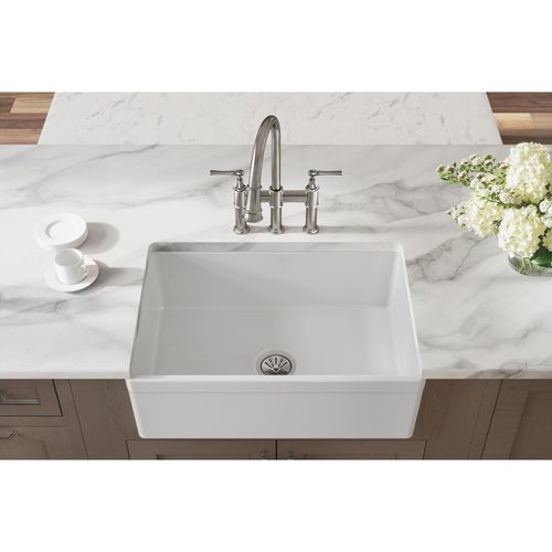 Main product image of Fireclay 30" x 19-15/16" x 9-1/8" Single Bowl Farmhouse Sink (White)
