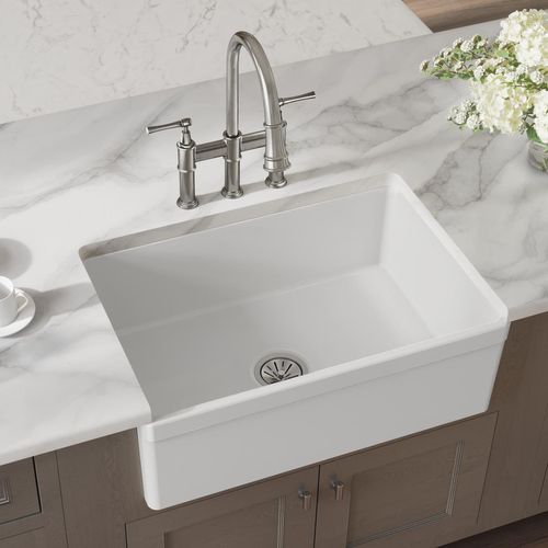 Main product image of Fireclay 30" x 19-15/16" x 9-1/8" Single Bowl Farmhouse Sink (White)