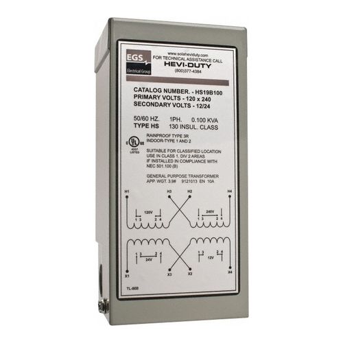 Main product image of SolaHD 120/240 Input Volt, 12/24 Output Volt, 60 Hz, Buck Boost Transformer, HS19B100