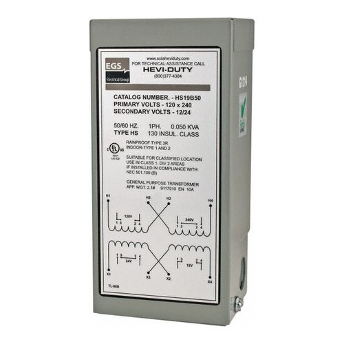 Main product image of SolaHD 120/240 Input Volt, 12/24 Output Volt, 60 Hz, Buck Boost Transformer, HS19B50