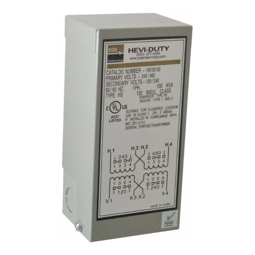 Main product image of SolaHD 1 Phase, 240-480 Volt Input, 120/240 Volt Output, 60 Hz, 0.1 kVA, General Purpose Transformer, HS1B100