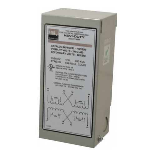 Main product image of SolaHD 1 Phase, 240-480 Volt Input, 120/240 Volt Output, 60 Hz, 0.05 kVA, General Purpose Transformer, HS1B50