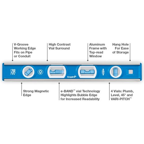 Main product image of 12" True Blue Magnetic Tool Box Level, EM81.12