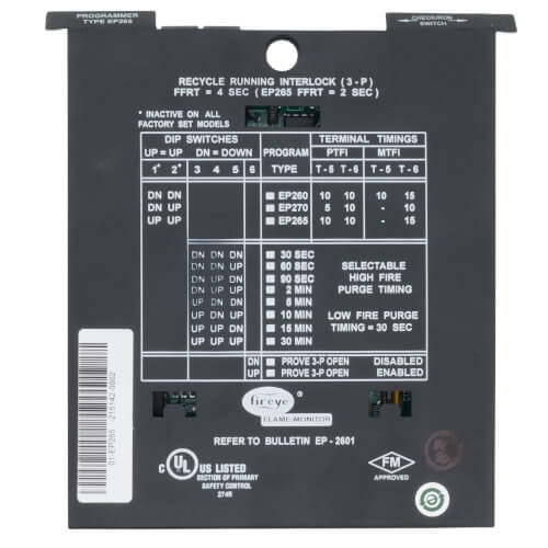 10 & 15 Sec. TFI Recycle, 30 Sec. Purge EP Programmer Module with Pilot Stabilization