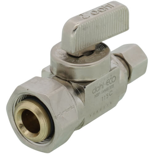 Main product image of 1/2" PEX Crimp x 3/8" OD Comp x 1/4" OD Comp Dual Shut-Off Valve (Lead Free)